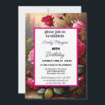 Invitación Feminine Pink Roses Floral 80th Birthday Party<br><div class="desc">Feminine Pink Roses Floral 80th Birthday Party</div>
