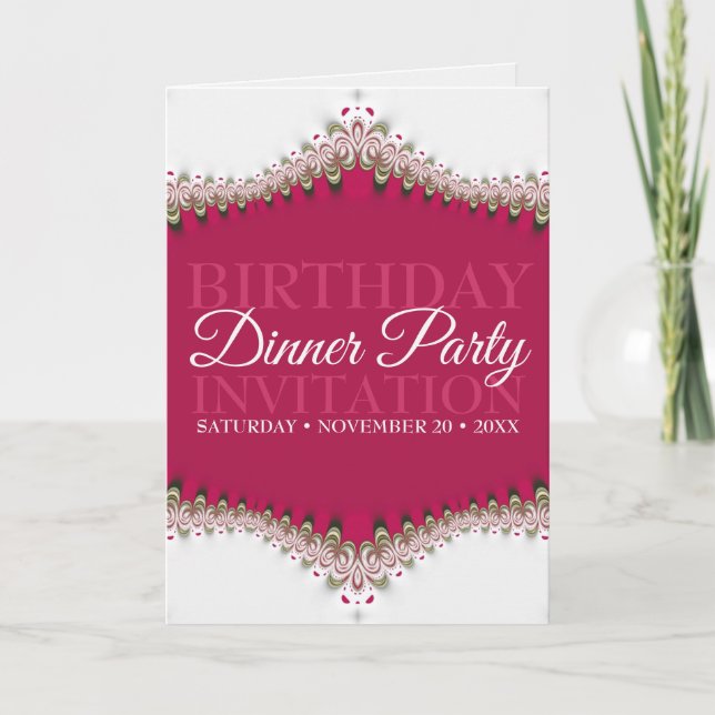 Invitación Femme Rojo Blanco Encaje Vintage Cumpleaños Fiesta (Anverso)