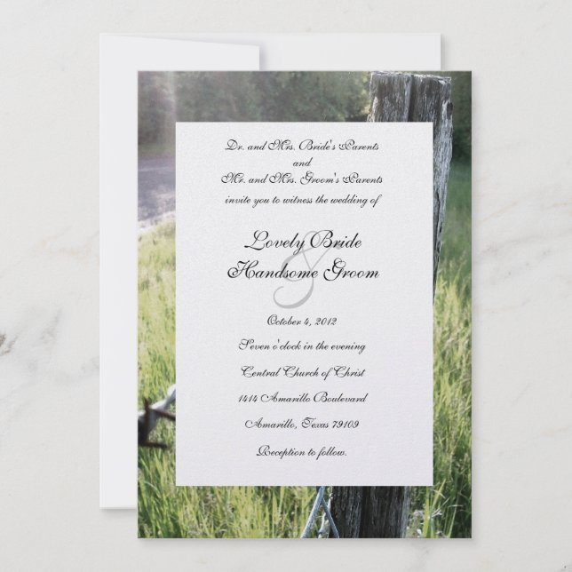 Invitación Fencepost y Boda ruso de alambre de púas (Anverso)