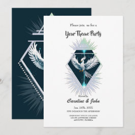 Invitación Fénix de fantasía blanca maravillosa.