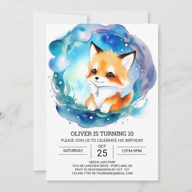 Invitación Fennec Fox Birthday Adventure (Anverso)