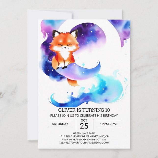 Invitación Fennec Fox Birthday Editable (Anverso)