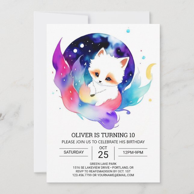 Invitación Fennec Fox Birthday Party (Anverso)
