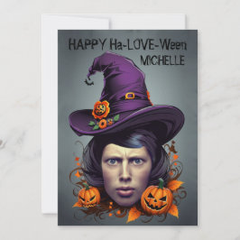 Invitación Fenómeno de bruja de Halloween en saludos