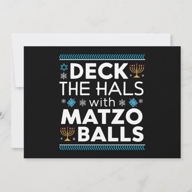 Invitación Feo Deck Hall de Hanukkah con Chanuká de albóndiga (Anverso)