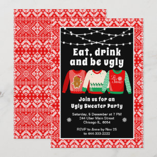 Invitación Feo fiesta de feriado de los sudaderos Navidades r
