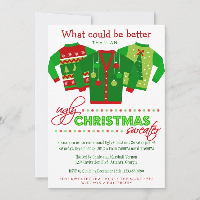Invitación Feo fiesta navideña para los Navidades (Anverso)