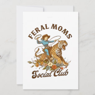 Invitación Feral Mom Social Club Funny Retro Boho Cowgirl
