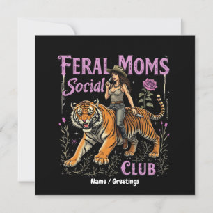 Invitación Feral Mom Social Club   Gráfica divertida de moda