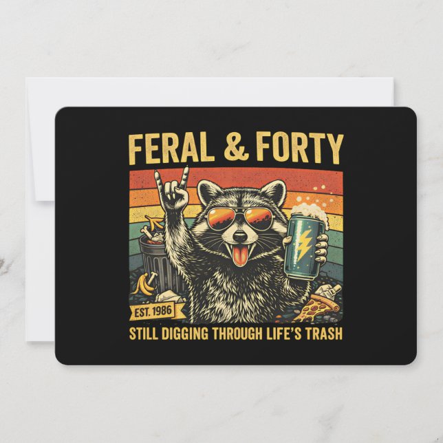 Invitación Feral y cuarenta cumpleaños sarcástico cuadragésim (Anverso)