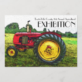 Invitación Feria agrícola, tirón del tractor, exposición
