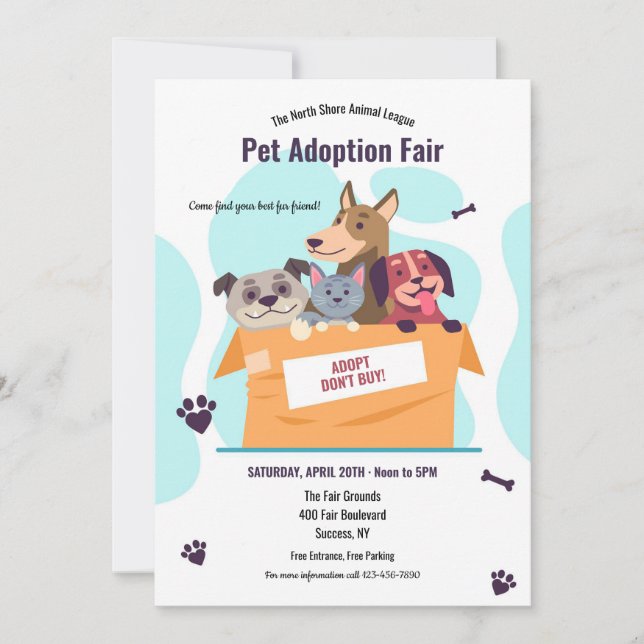 Invitación Feria de Adopción mascota (Anverso)