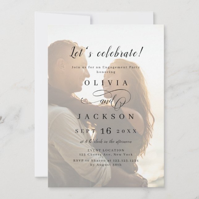 Invitación Feria de compromiso de foto de guión romántico sim (Anverso)