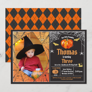Invitación Feria de cumpleaños de niños de calabaza de Hallow