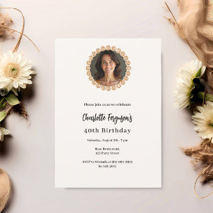 Invitación Feria de cumpleaños rosa de marfil diamante de oro