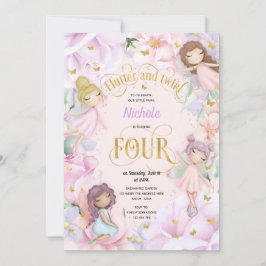 Invitación Feria de jardín encantada, invitati de cuarto cump