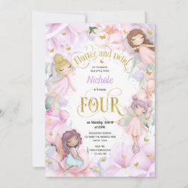 Invitación Feria de jardín encantada, invitati de cuarto cump