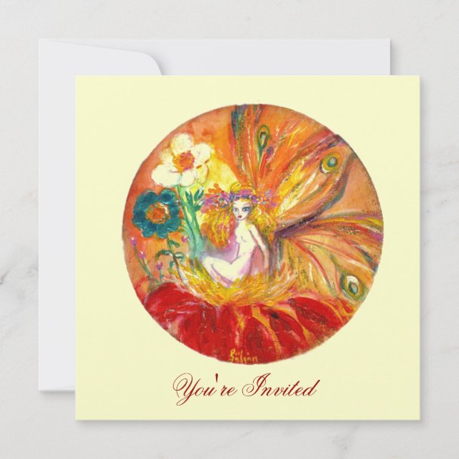 Invitación FERIA DE LAS FLORES, Fantasía Amarilla Roja (Anverso)