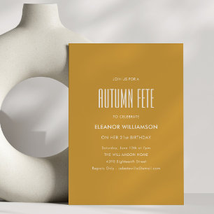 Invitación Feria de Otoño Mostaza Minimalista Cumpleaños 21 O