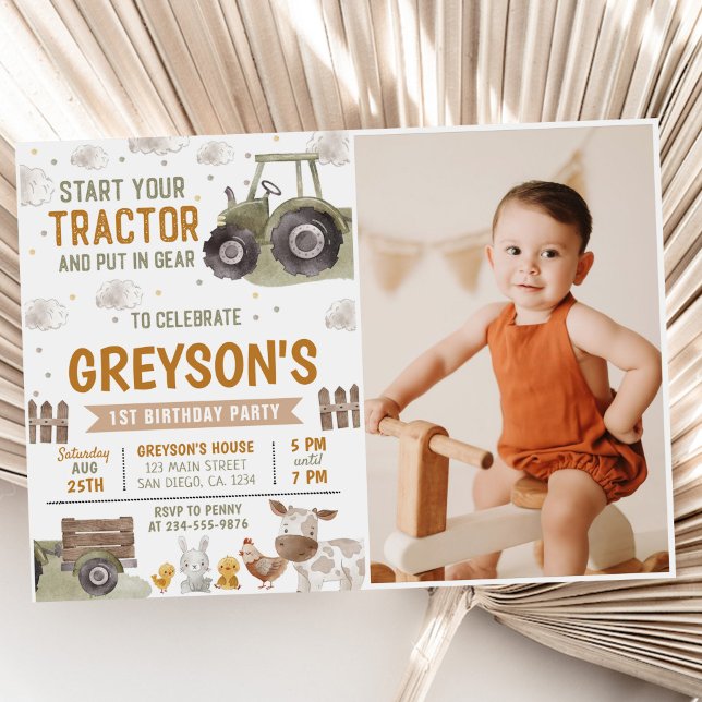 Invitación Feria de Tractores Farm Birthday Party Animals Bar (Subido por el creador)