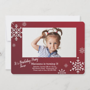 Invitación Feria del cumpleaños de la foto del marco de Snowf