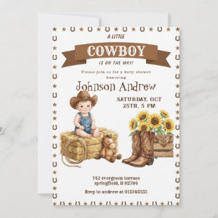 Invitación Feria del Oeste Rodeo Vaquero Baby Shower