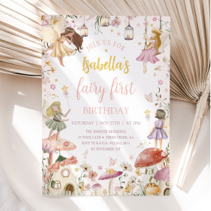 Invitación FERIA PRIMER CUMPLEAÑOS Fairy Garden Fiesta de cum