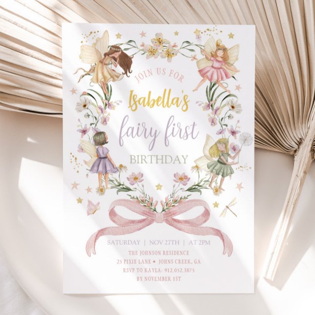 Invitación FERIA PRIMER CUMPLEAÑOS Fairy Garden Fiesta de cum (Subido por el creador)