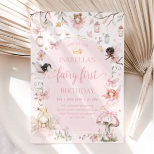 Invitación FERIA PRIMER CUMPLEAÑOS Fairy Garden Fiesta de cum