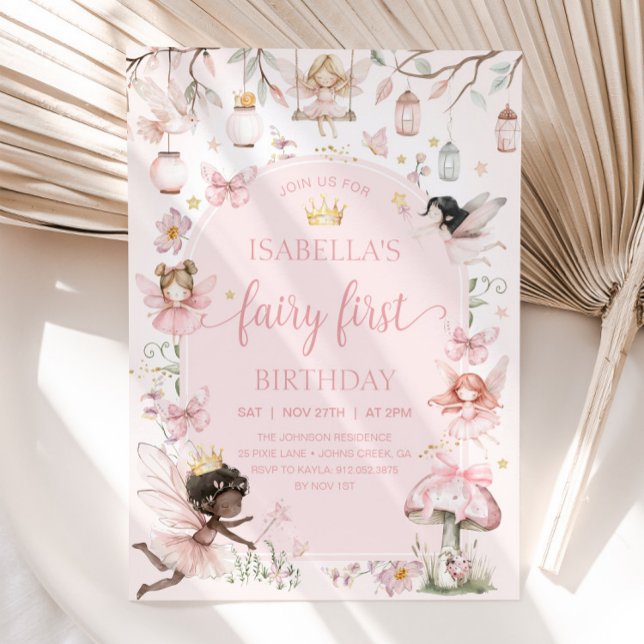 Invitación FERIA PRIMER CUMPLEAÑOS Fairy Garden Fiesta de cum (Subido por el creador)