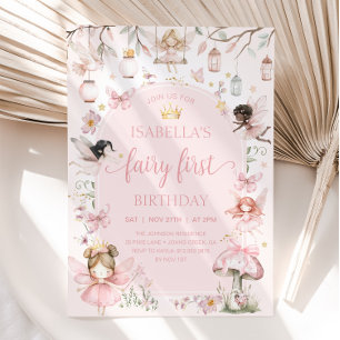 Invitación FERIA PRIMER CUMPLEAÑOS Fairy Garden Fiesta de cum