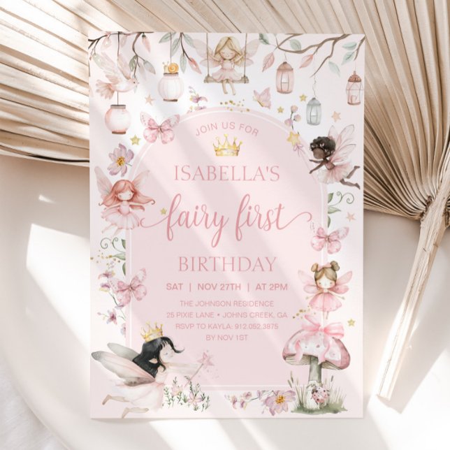 Invitación FERIA PRIMER CUMPLEAÑOS Fairy Garden Fiesta de cum (Subido por el creador)