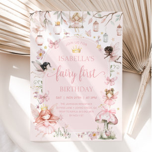 Invitación FERIA PRIMER CUMPLEAÑOS Fairy Garden Fiesta de cum