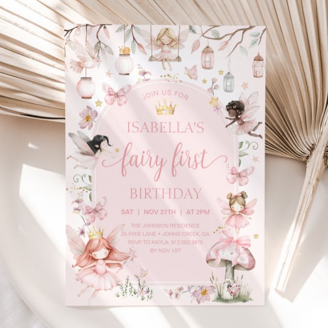 Invitación FERIA PRIMER CUMPLEAÑOS Fairy Garden Fiesta de cum (Subido por el creador)