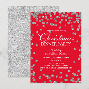 Invitación Feriado de los Navidades rojos de Confetti, Purpur