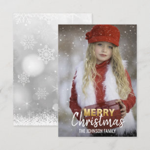 Invitación Feriado de Navidades blancos de oro personalizado 