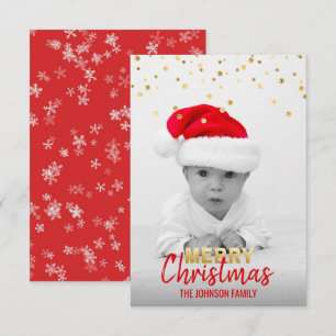 Invitación Feriado de Navidades rojos de oro personalizado   