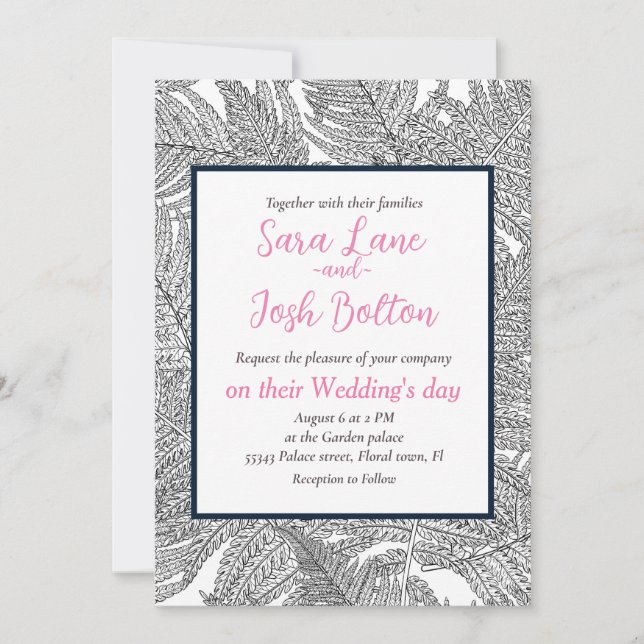 Invitación Fern en blanco y negro (Anverso)