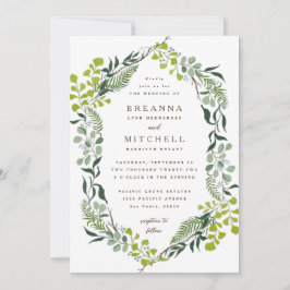 Invitación Fern Eucalyptus Boda de la vegetación de mano