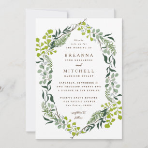 Invitación Fern Eucalyptus Boda de la vegetación de mano