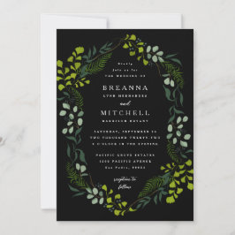 Invitación Fern Eucalyptus Boda negro de la vegetación de la 