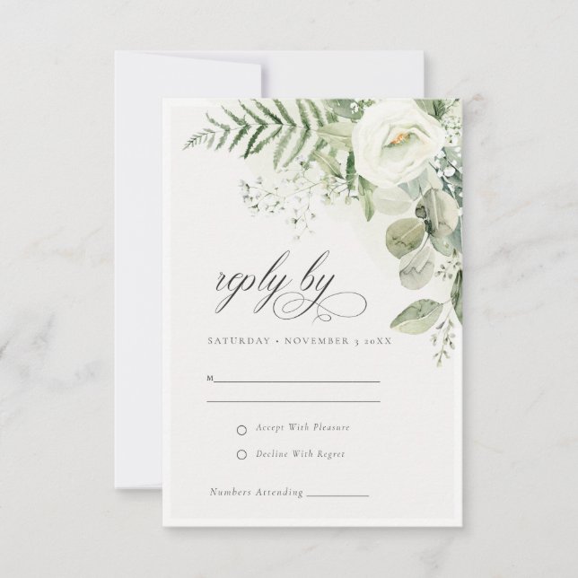 Invitación Fern Eucalyptus Greenery Foliage Wedding RSVP (Anverso)