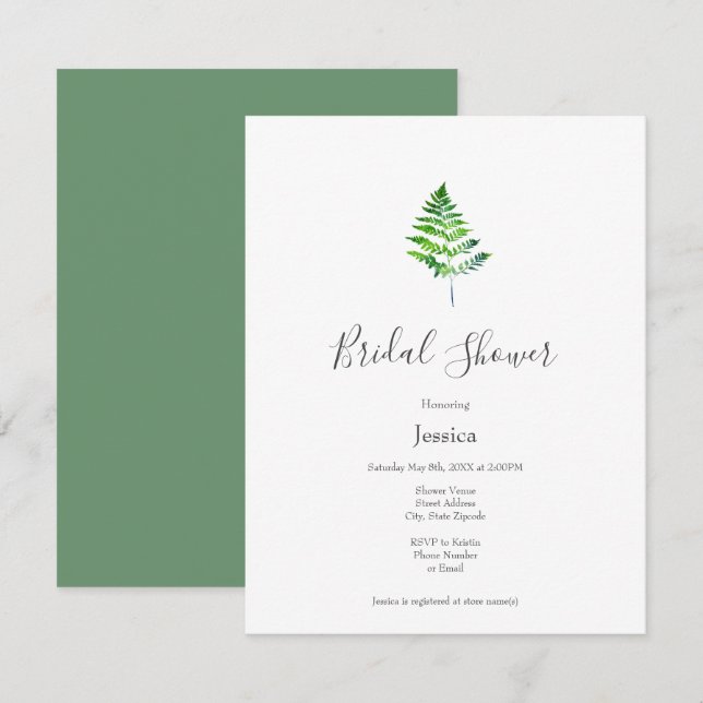 Invitación Fern Leaves (Anverso / Reverso)