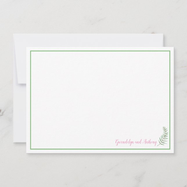 Invitación Fern verde, rosa y blanco personalizado (Anverso)