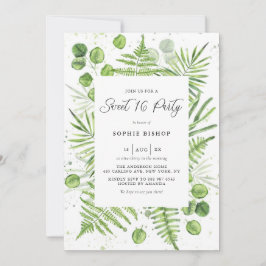 Invitación Ferns acuarela y eucalipto Marco dulce 16 Fiesta