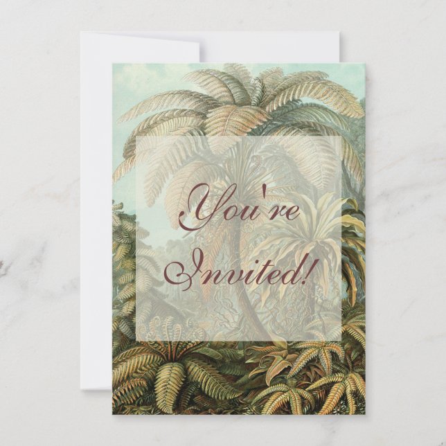 Invitación Ferns Palm Tree Antique Botanica Ferns Art (Anverso)
