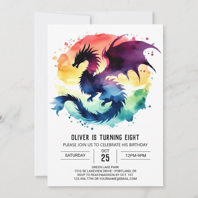 Invitación Ferocioso Dragon Birthday Digital (Anverso)