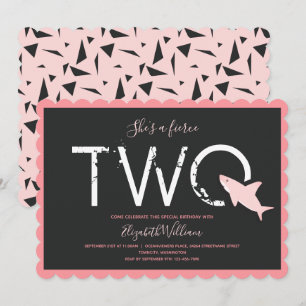 Invitación Feroz Dos Tiburones Rosados Audaz Animal Segundo C