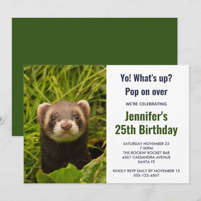 Invitación Ferrete marrón en la hierba (Anverso / Reverso)