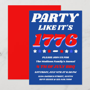 Invitación Festa Como Si Fuera 1776   Celebración Patriótica 